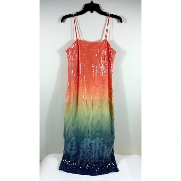 Veronica Beard Leda Sequin Midi Dress Ombre Multi 4 6 NWT Gradient Column Glam - Picture 4 of 17